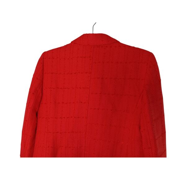 Ann Taylor Red Tweed Blazer Jacket Size 6 Double Breasted Textured Workwear - Picture 11 of 15